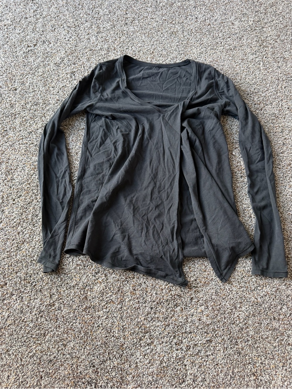 Lululemon Black Draped Open Front Wrap Long Sleeve Top Cardigan Yoga Size 4-6